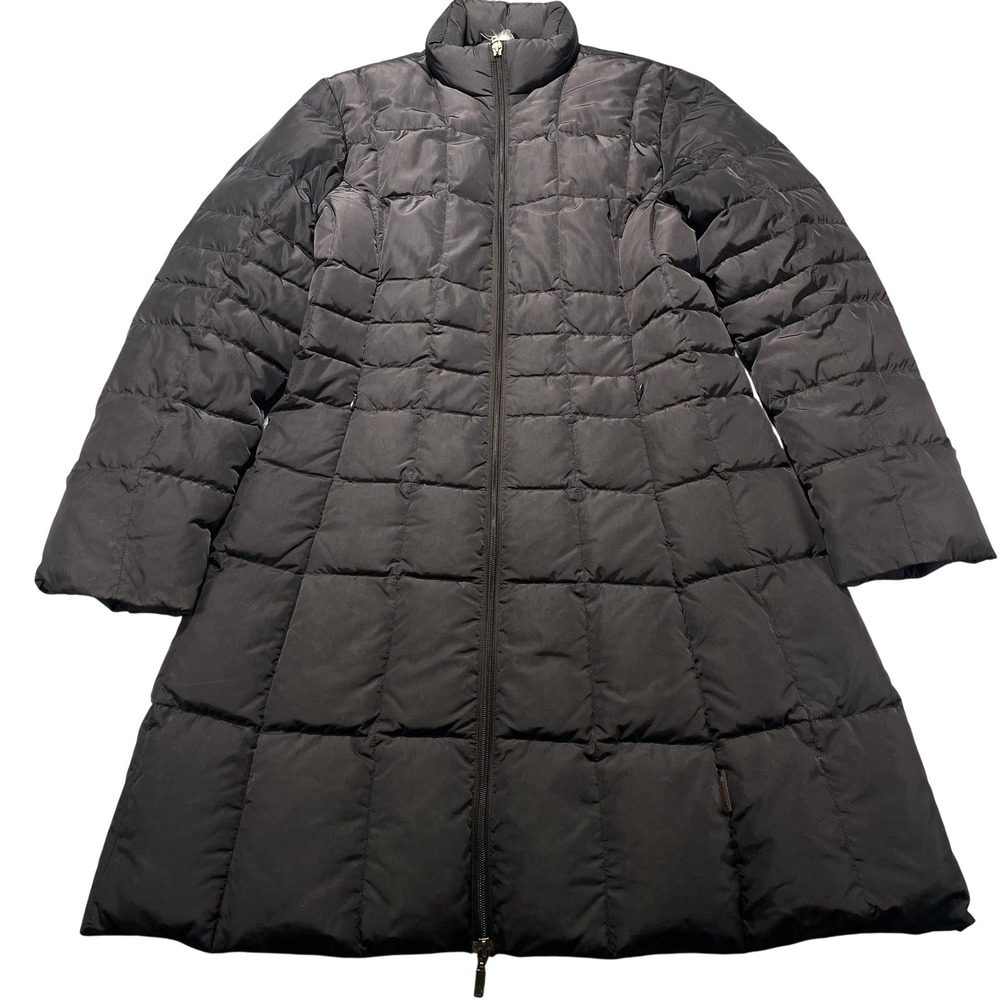 Moncler Coat Womens 3 Brown Long Down Puffer Quilted Full Zip Collared Warm